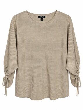 a.n.a A New Approach Womens M Ribbed Knit Ruched Tie Sleeve Sweater